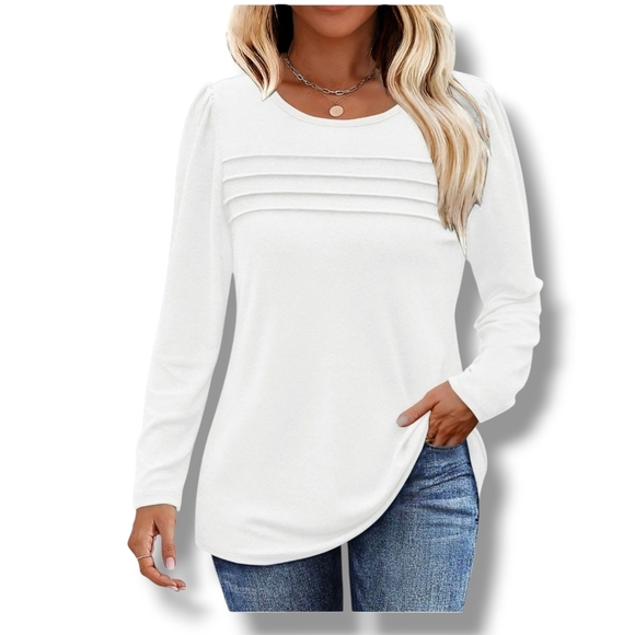 Fantaslook - Large White Long Sleeve Women's Top - Picture 8 of 9